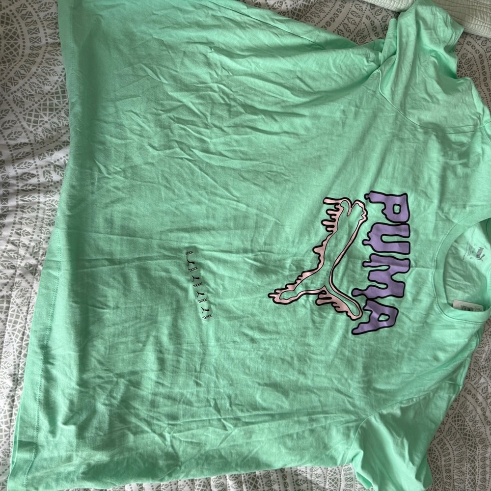 Puma Aqua Graphic Tee with Purple and White Accents